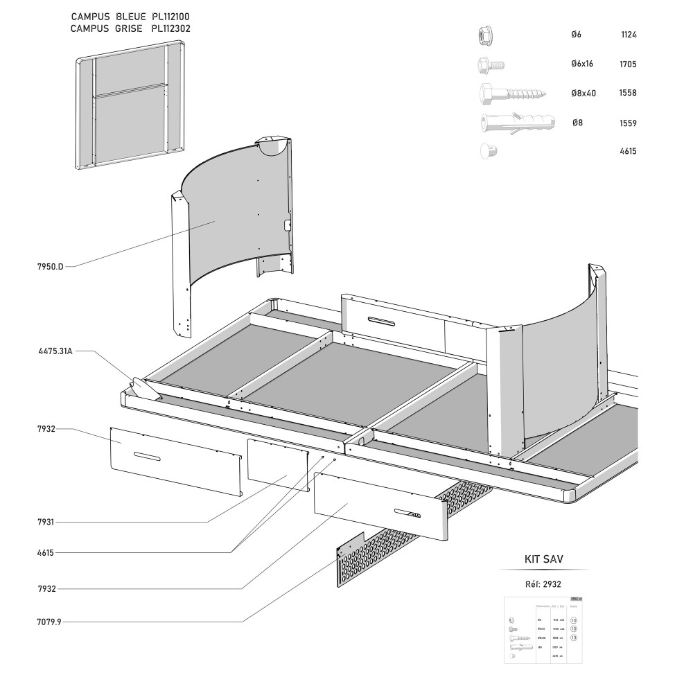 TABLE 510 CAMPUS OUTDOOR grey